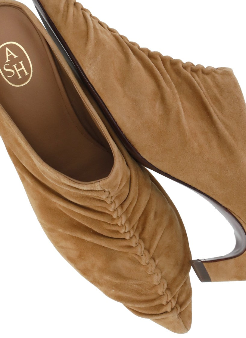 Ash Beige Viva Draped Suede Sabot