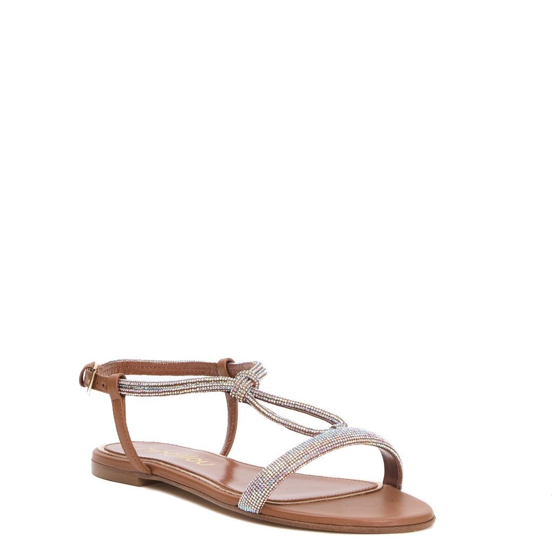 Ninalilou Low Leather And Rhinestone Sandal