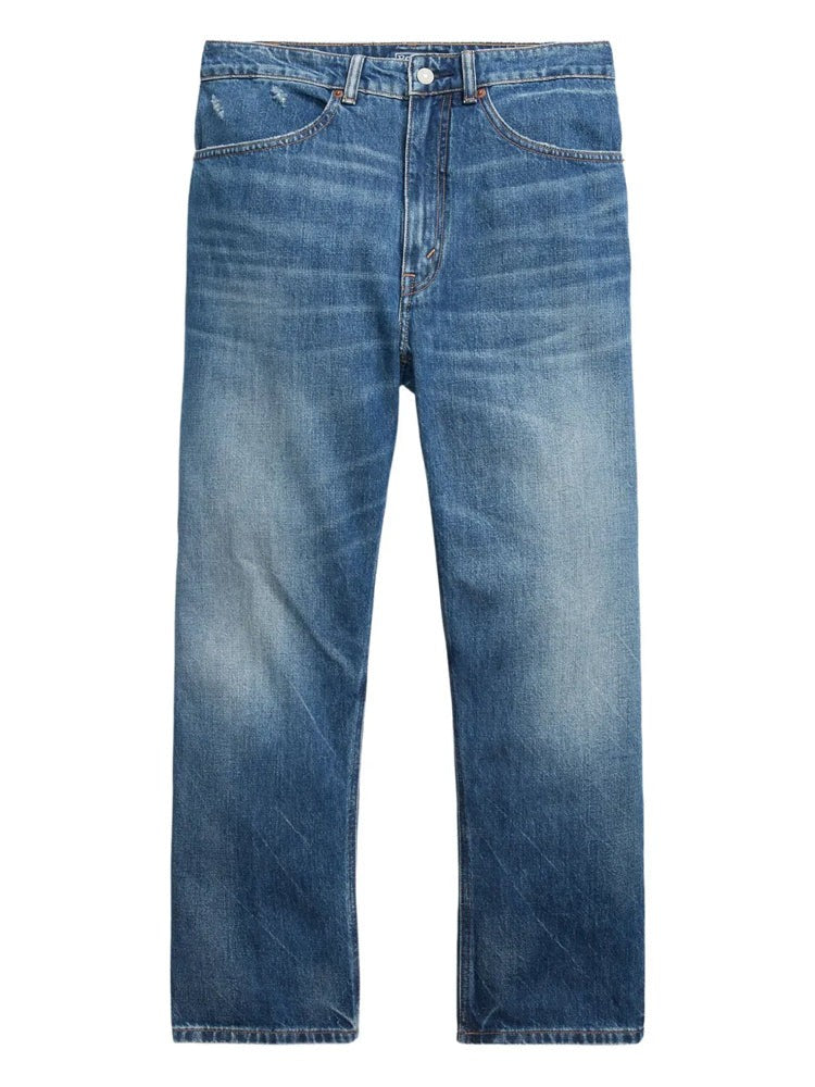 Polo Ralph Lauren Blue Relaxed-Fit Ankle-Length Cotton Straight-Leg Jeans