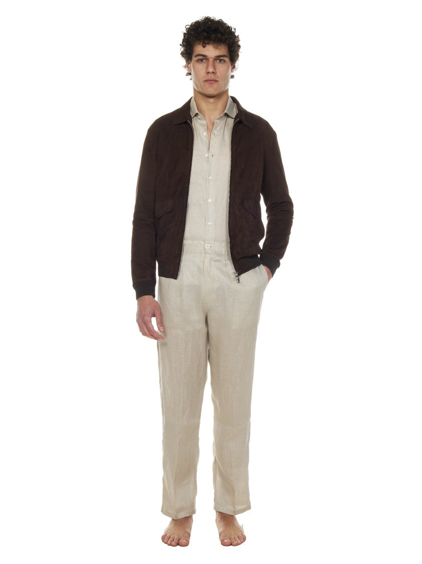 Franzese Collection Tailored Dark Brown Suede Bomber Jacket