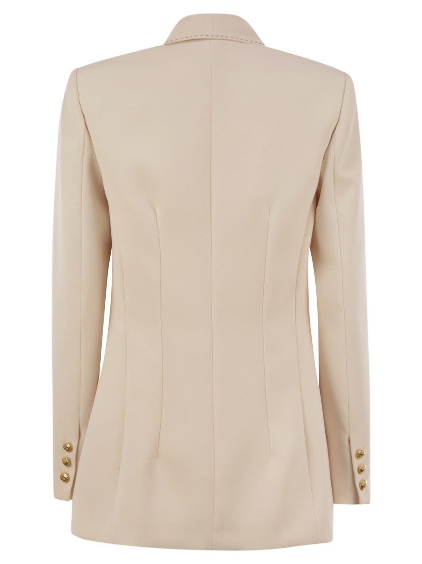 Elisabetta Franchi Crepe Jacket With Contrasting Topstitching
