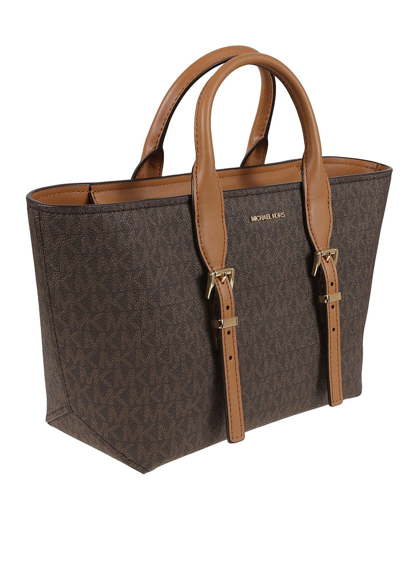 Michael Kors Structured Brown Lamb Leather Shoulder Bag