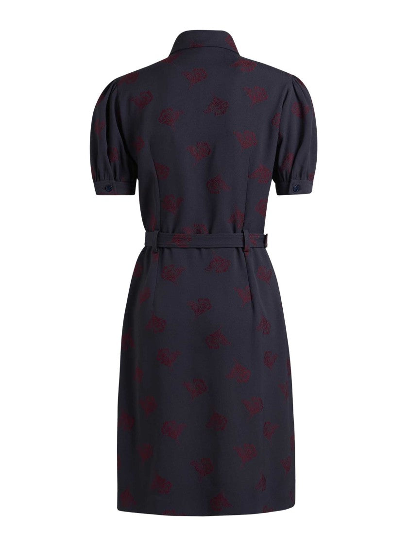 Etro Jacquard Floral Minidress With Belted Waist