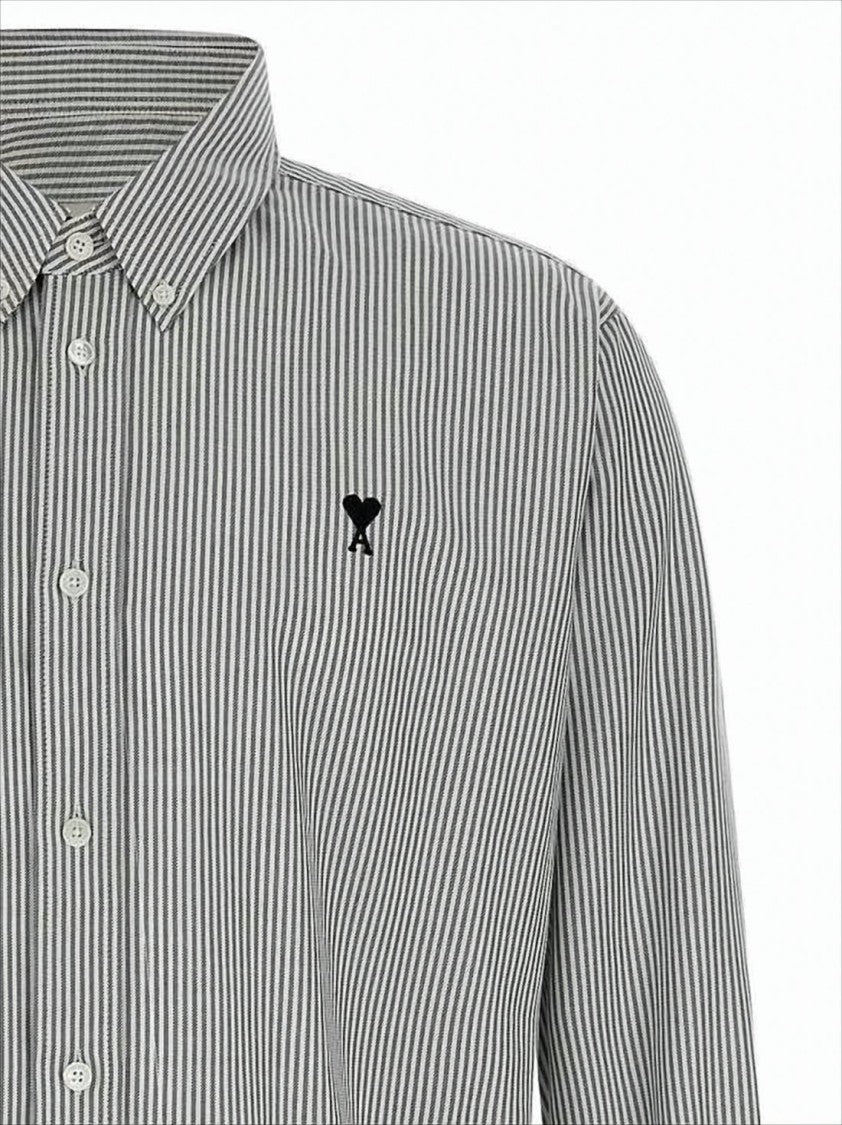 Ami Paris Long-Sleeve Striped Button-Up Shirt