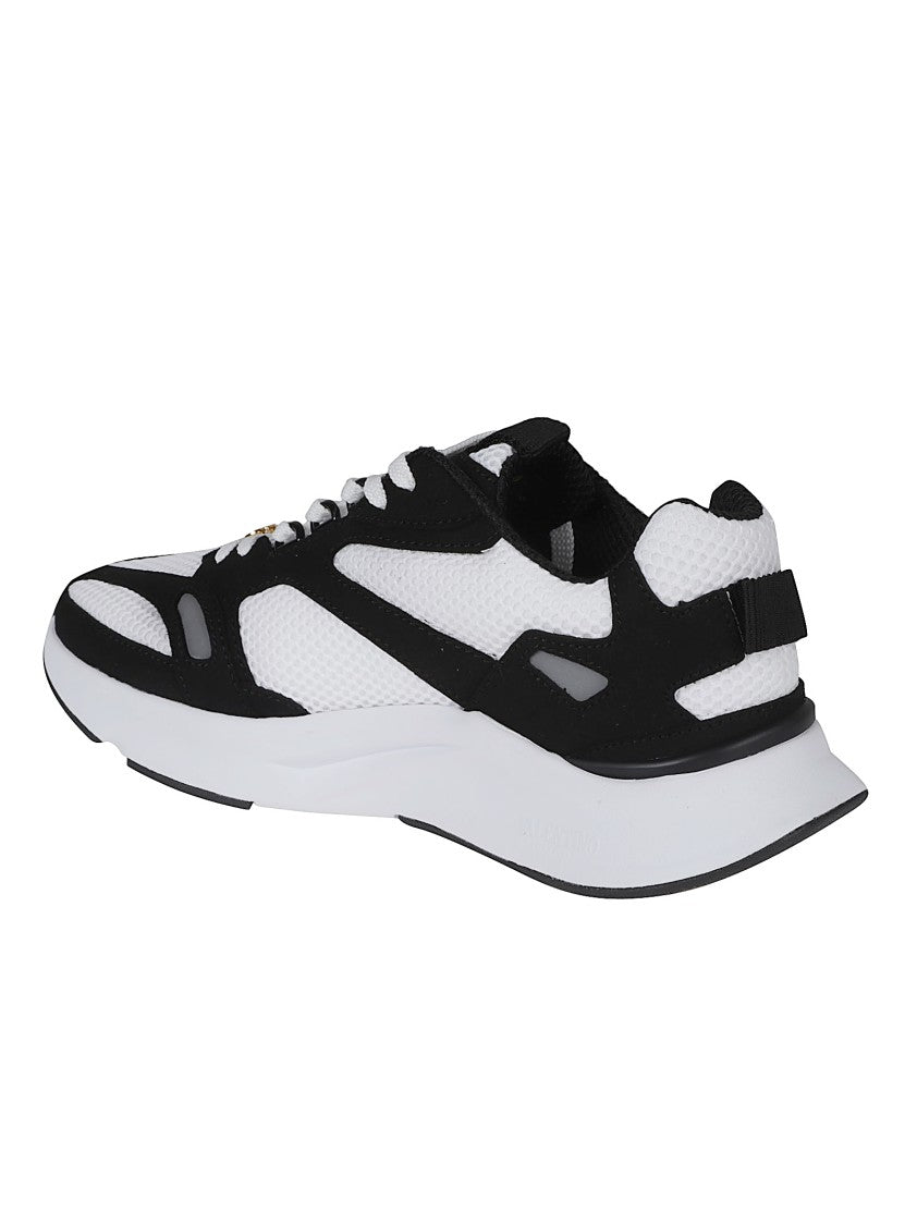 Valentino Garavani Black/White Mesh Geometric Streetwear Sneakers