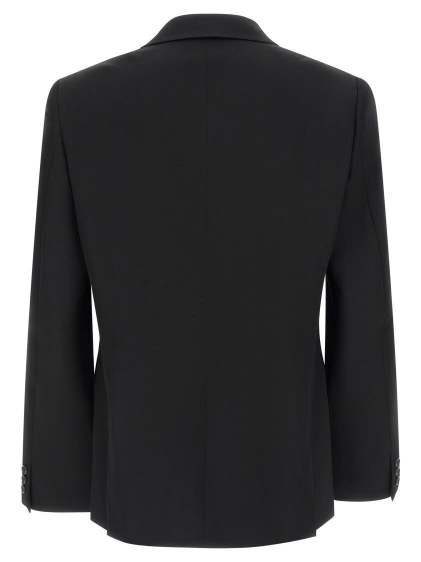 Comme Des Garçons Structured Double-Breasted Wool Blazer With Horn Closure