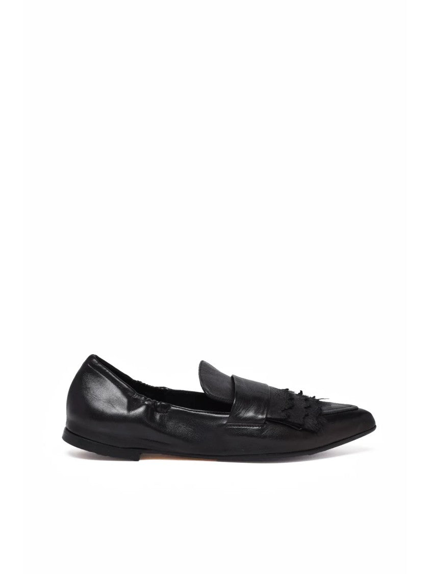 Lorena Paggi Black Leather Pointed Flats