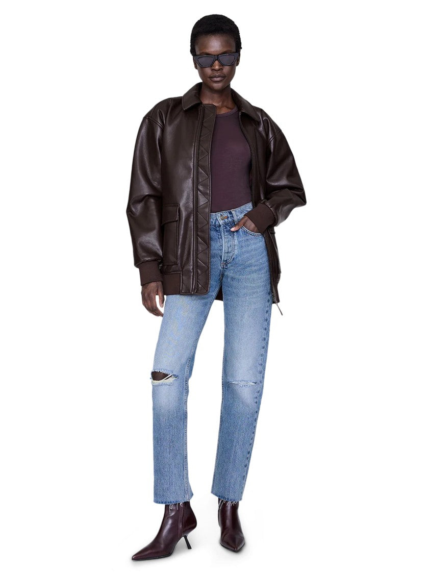 Anine Bing Oversized Brown Leather-Like Kelanie Jacket