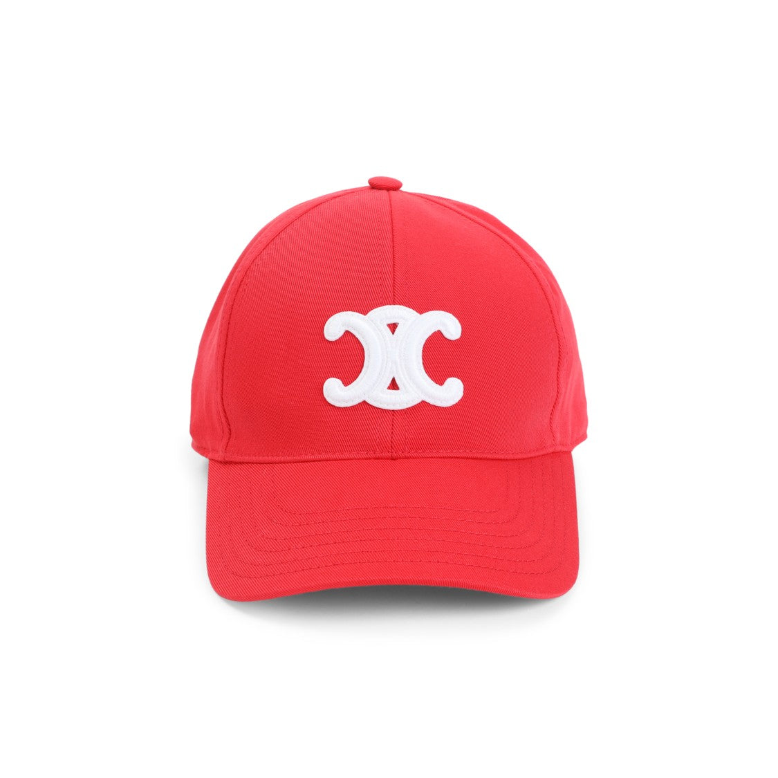 Celine Bright Red Baseball Hat With Contrast Logo