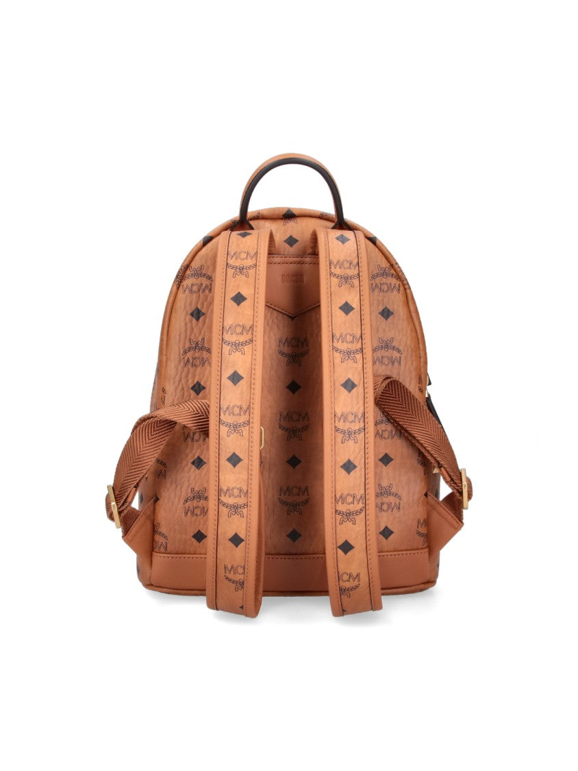 Mcm Brown Stark Visetos Fabric Backpack