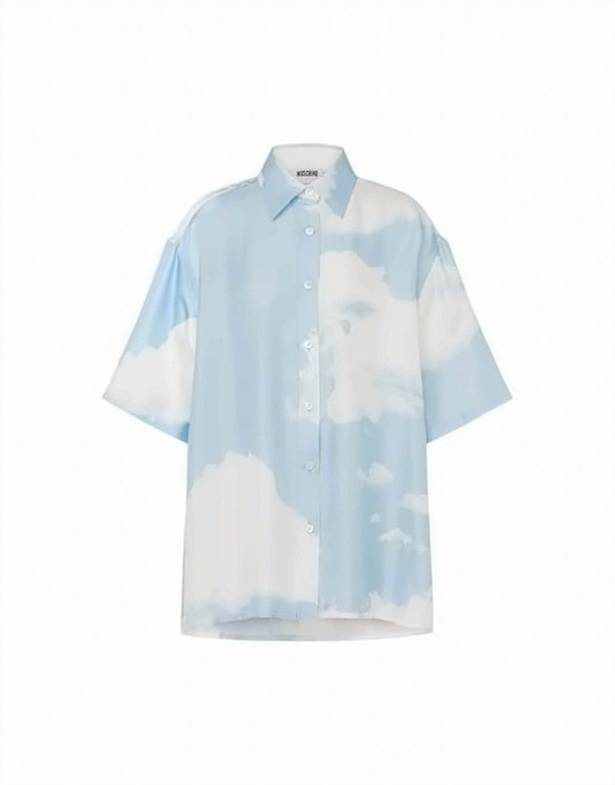 Moschino Short-Sleeved Silk Shirt With Cloud Patterns