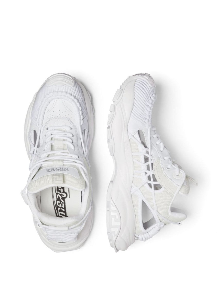 Versace Panelled White Sneakers With Cut-Out Detailing