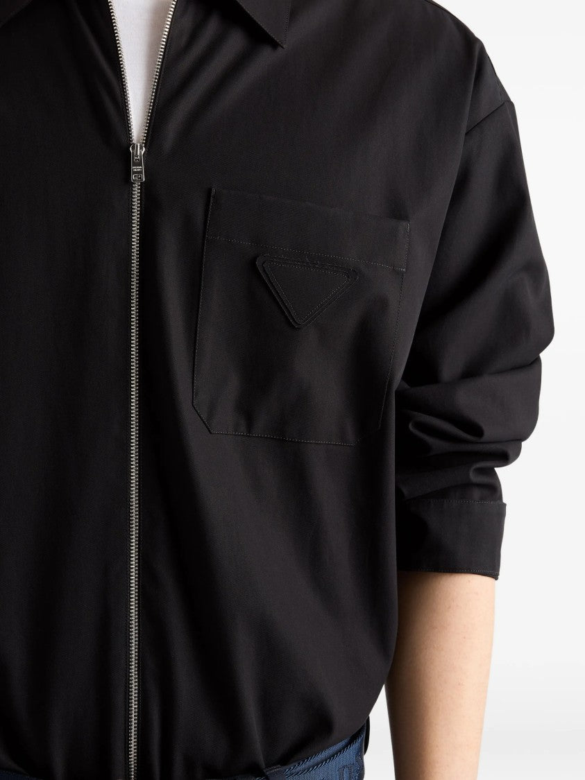 Prada Black Zip-Up Fabric Shirt