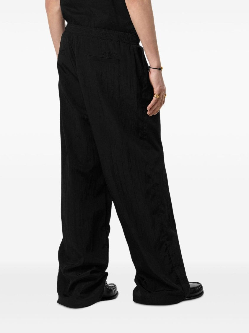 Versace Crinkled Nylon Joggers With Refined Logo Embroidery