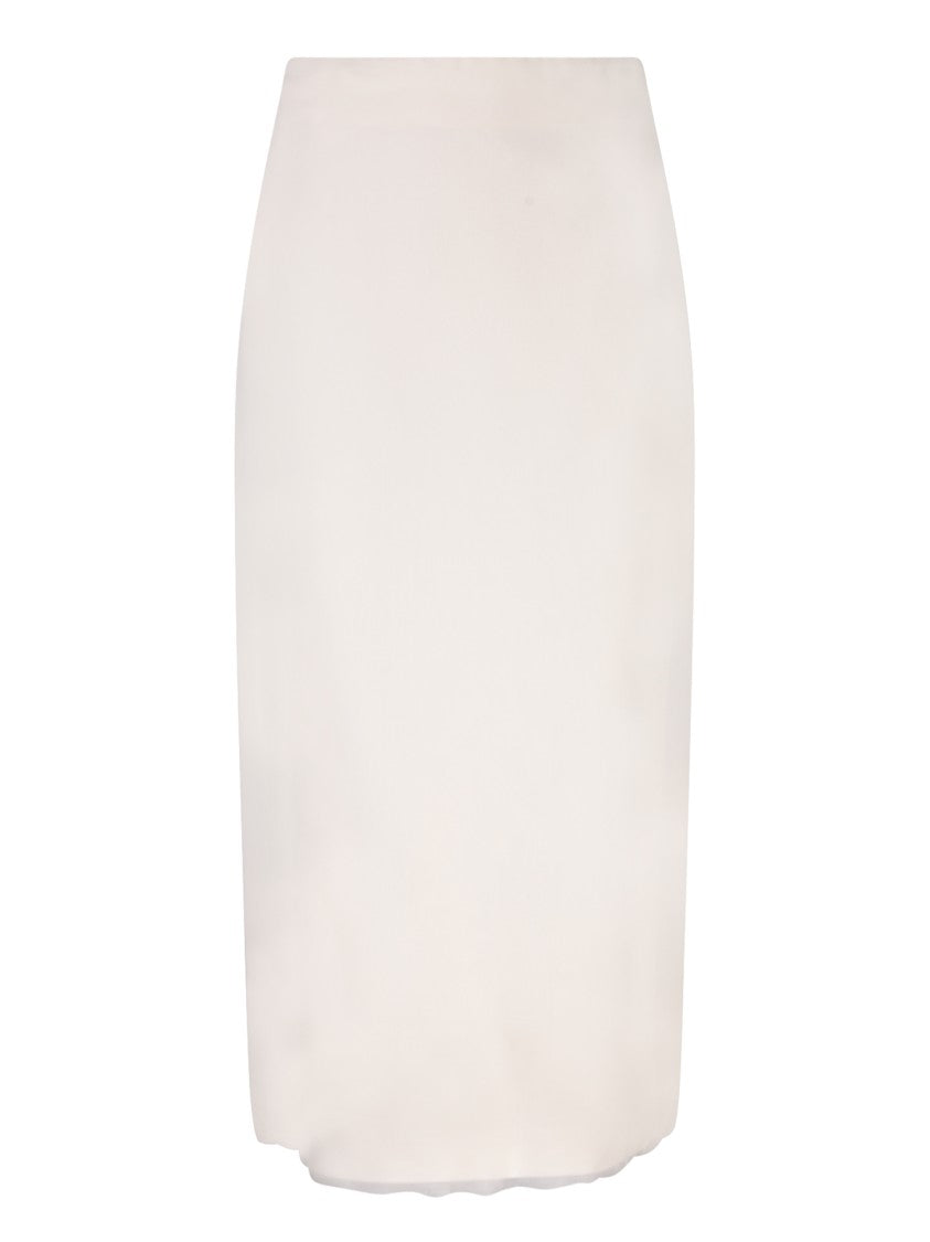 Blanca Vita White Silk Midi Skirt