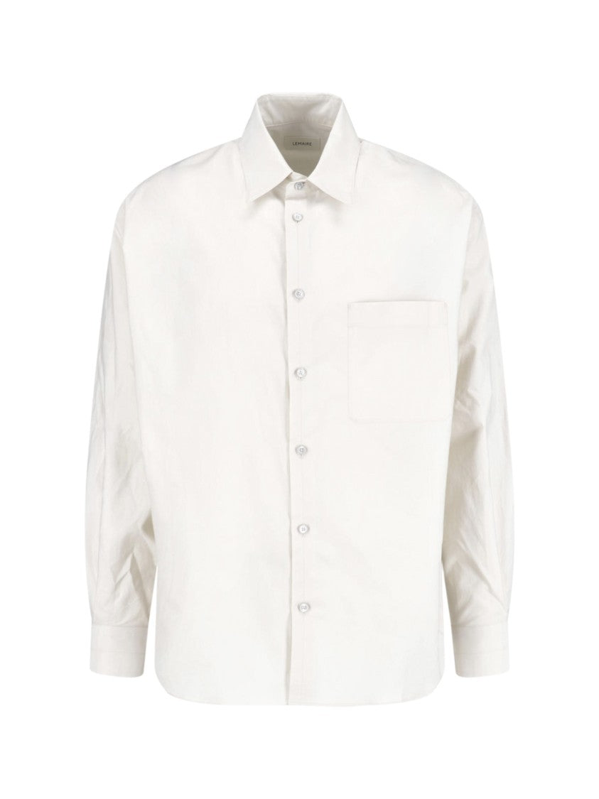 Lemaire Cream Classic Collar Cotton Silk Shirt