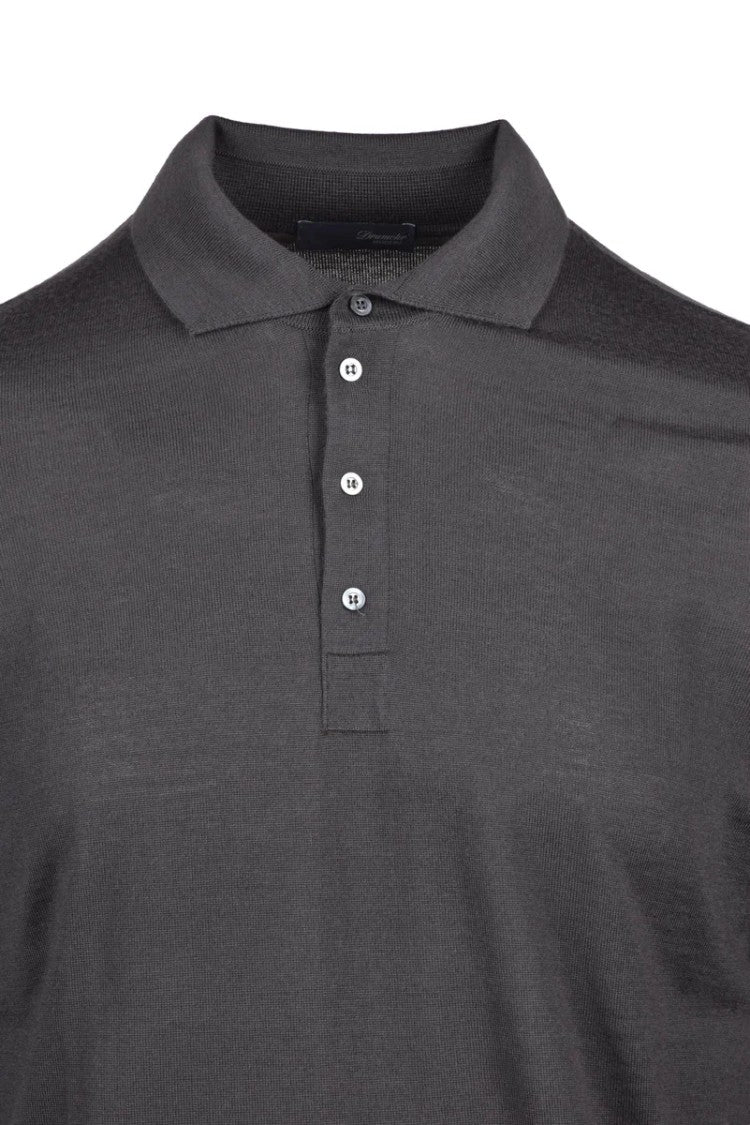 Drumohr Merino Wool Knit Polo - Stone