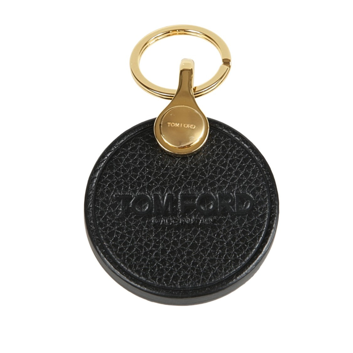 Tom Ford Circular Leather Keychain With Logo