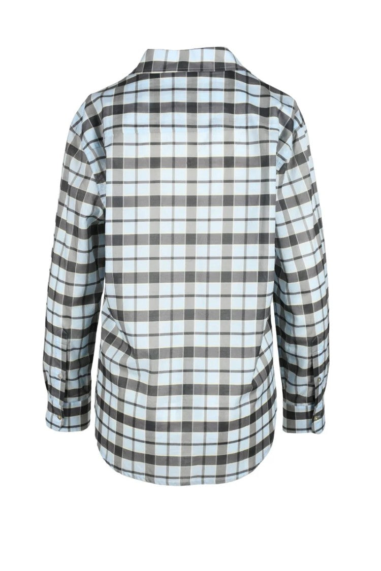 L Autre Chose Light Blue Garzato Cotton Shirt