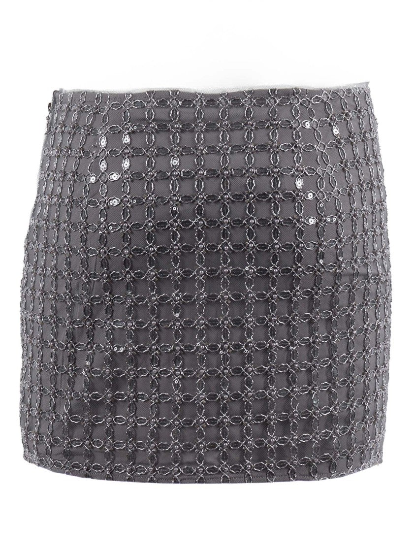 Rotate Grey Castor Beaded Mini Skirt