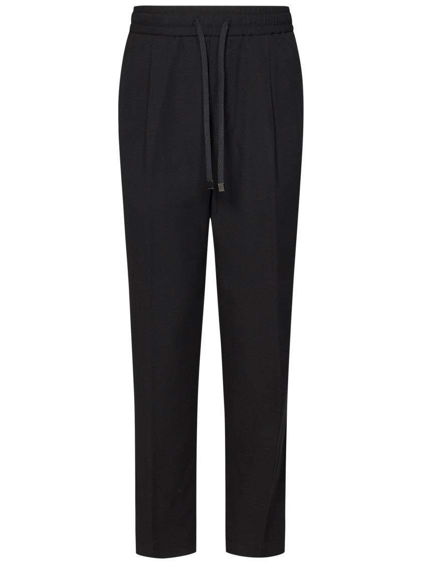 Jacob Cohen Straight-Leg Black Trousers With Drawstring Waist