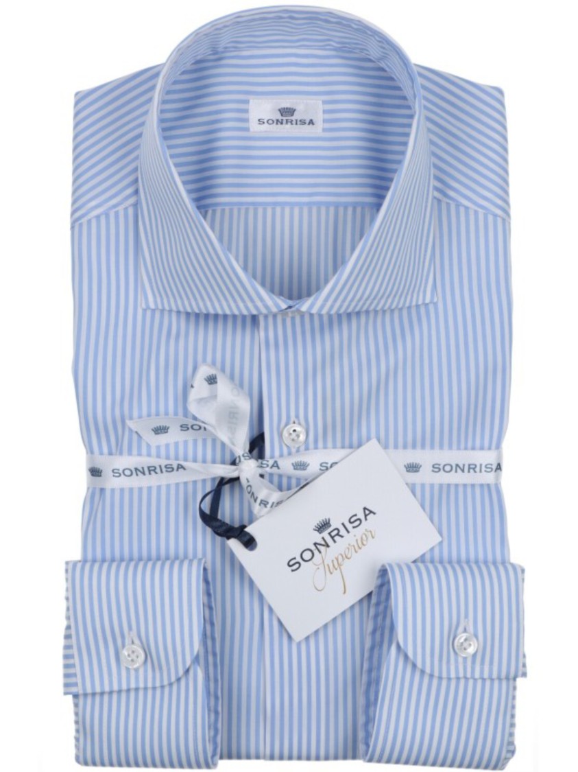 Sonrisa Light Blue Striped Cotton Shirt