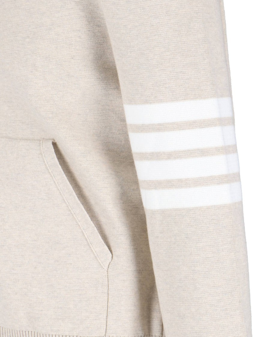 Thom Browne Beige 4-Bar Zip-Up Cotton Hoodie