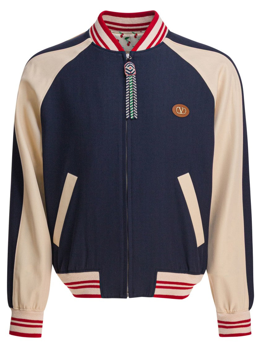 Valentino Sporty Bomber Jacket With Embroidered Details