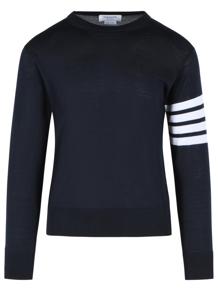 Thom Browne 'Classic 4 Bar' Sweater In Navy Merino Wool