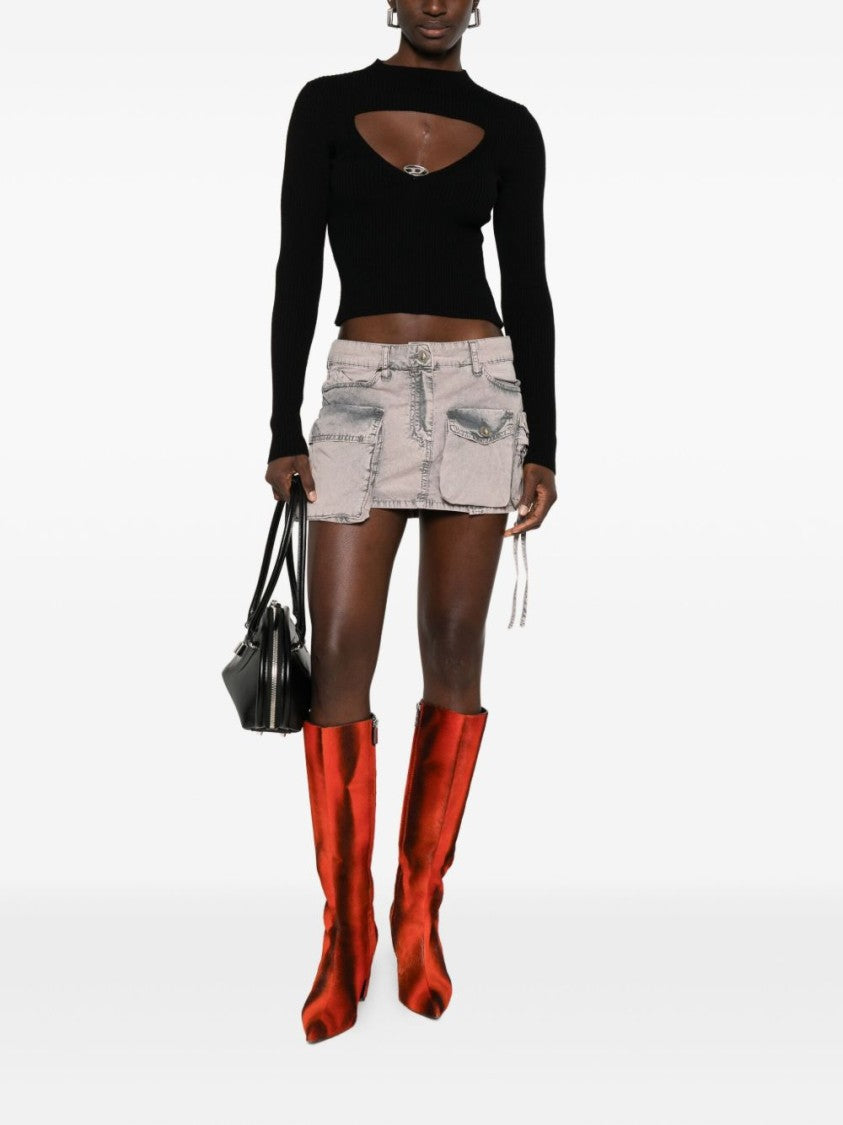 Diesel Fitted Black Ribbed Wool Sweater