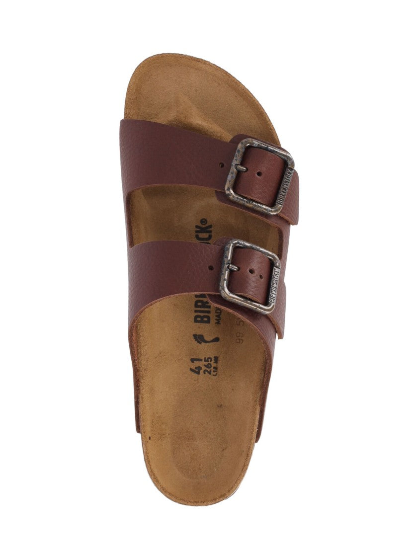 Birkenstock Brown Calf Leather Arizona Wire Buckle Sandals