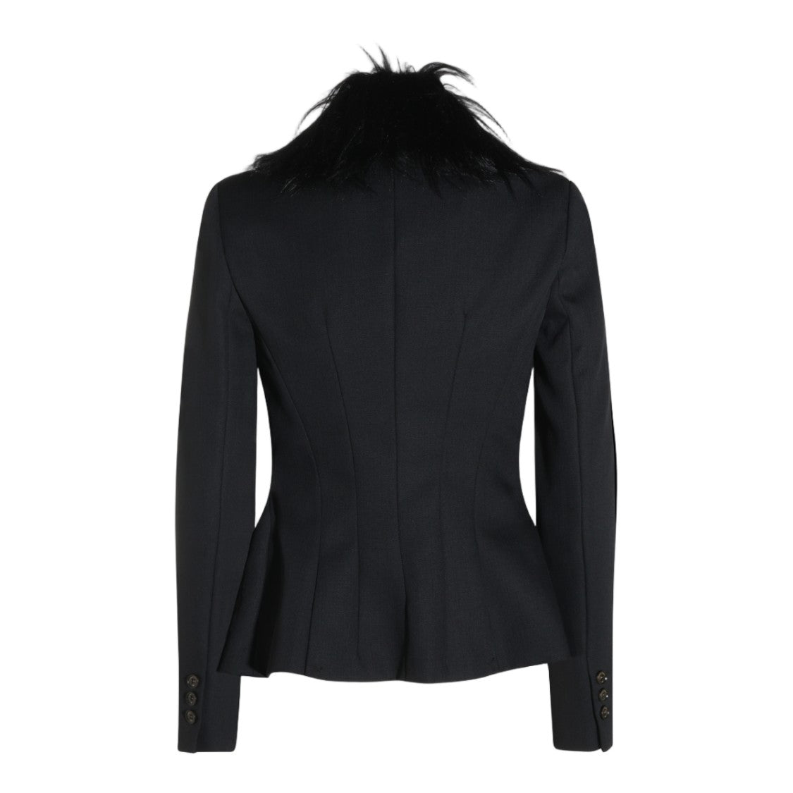 Elisabetta Franchi Tailored Black Faux Fur Collar Jacket