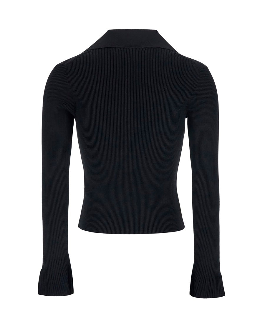 Self-Portrait Fitted Ribbed Knit Cardigan With Bold Front Cutouts