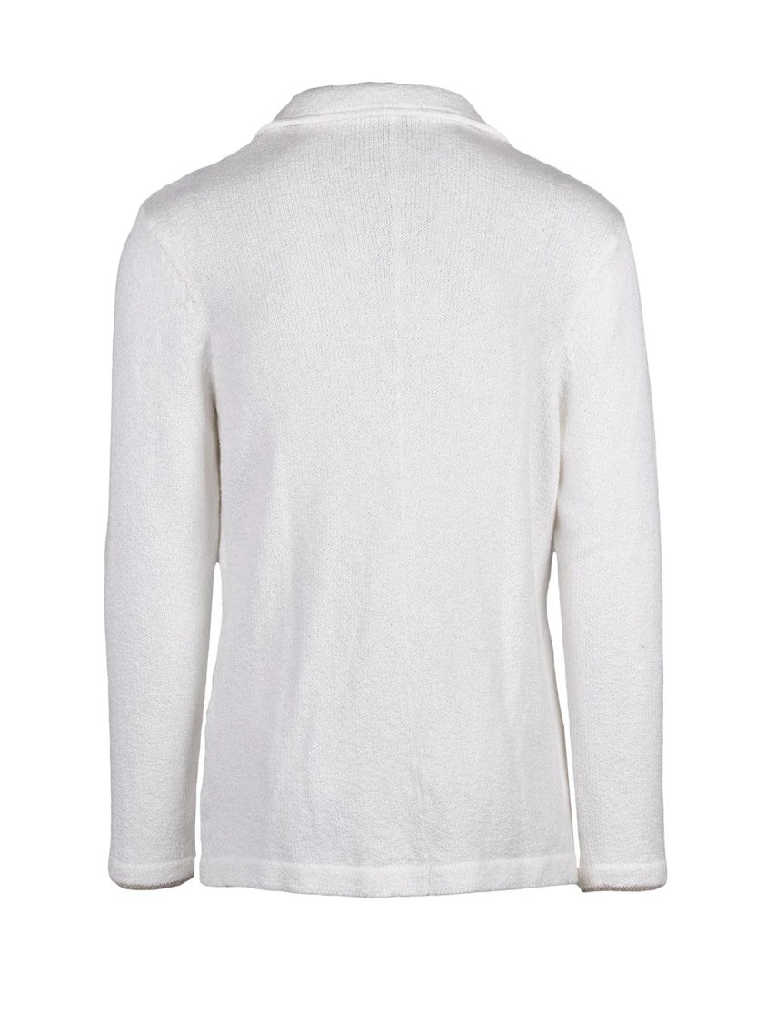Eleventy Cotton Knit Blazer With Classic Lapel And Unlined Design