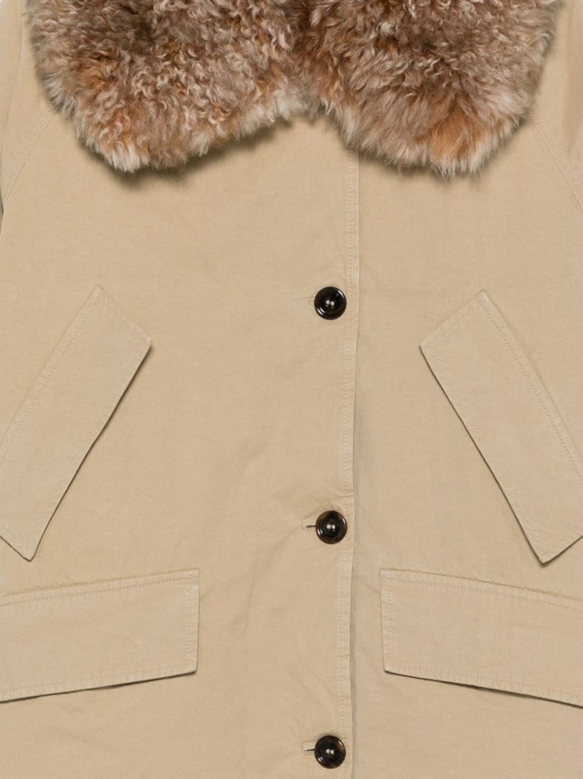 Prada Button-Up Jacket With Plush Fur Collar