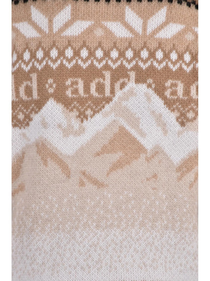 Add Gradient Turtleneck Sweater With Geometric Pattern