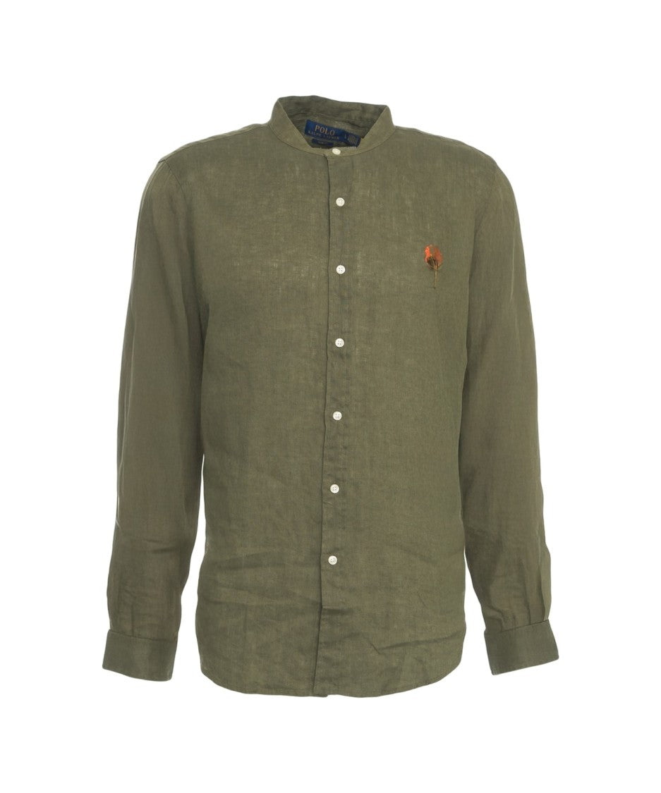 Polo Ralph Lauren Slim Fit Mandarin Collar Linen Shirt