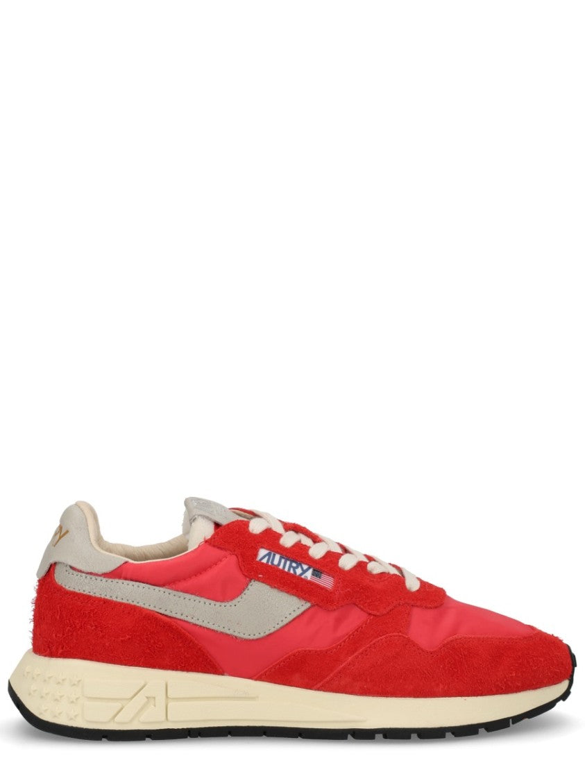 Autry Red Reelwind Low Suede Overlay Sneakers