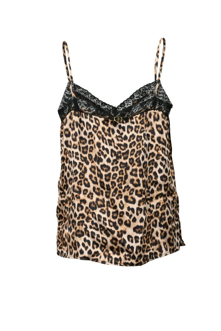 Twin-Set Leopard Print Lace Viscose Blouse