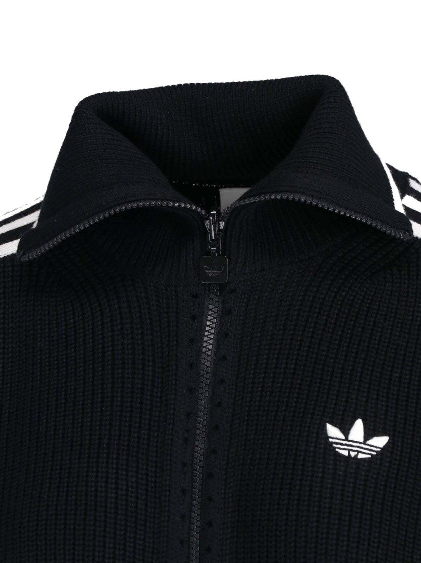 Adidas Black Firebird Striped Wool-Blend Cardigan