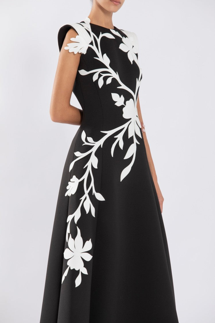 Saiid Kobeisy Neoprene Dress With Floral  Embroidery