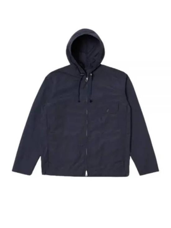 Universal Works Hooded Minimalist Blue Jacket With Zip Closure