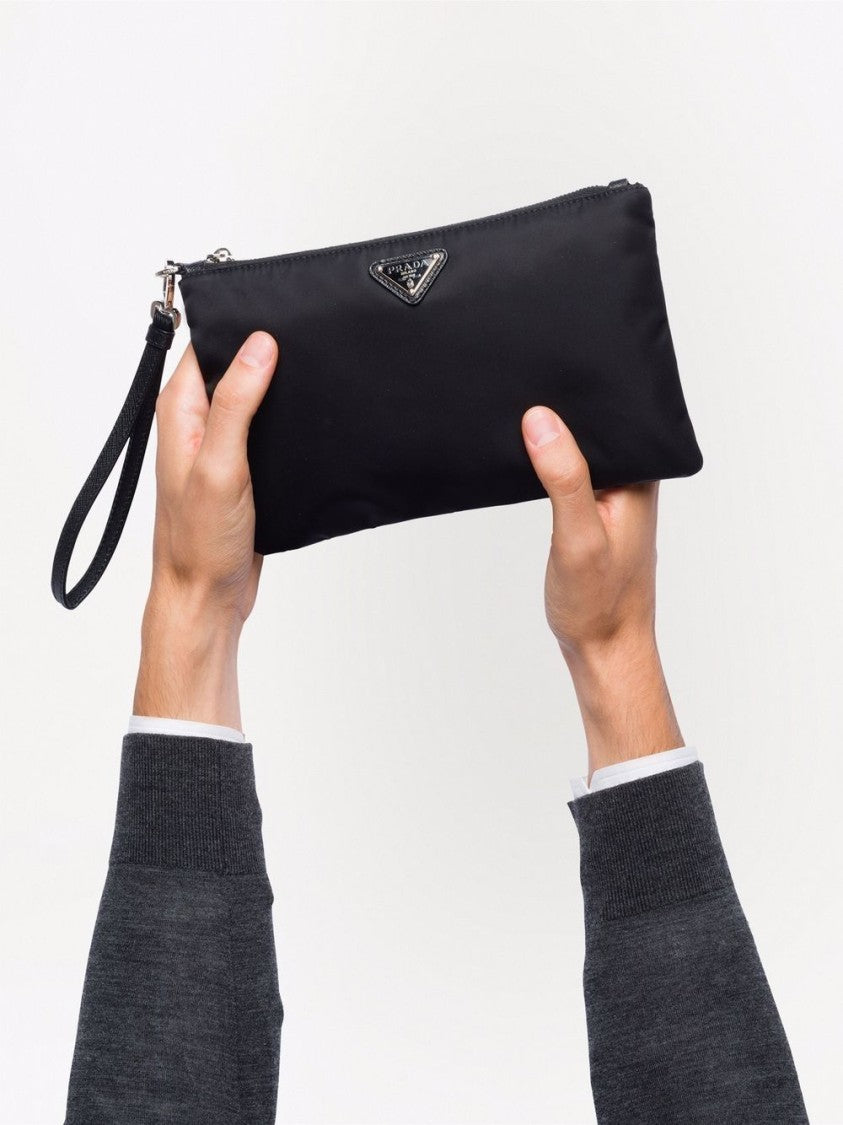 Prada Rectangular Clutch Bag With Silver Zipper