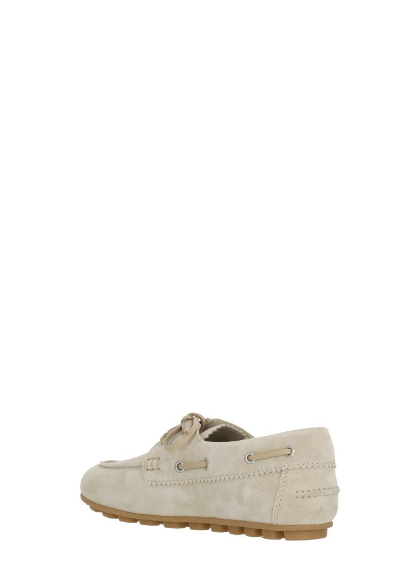 Hogan Beige Olympia Laced Suede Loafers