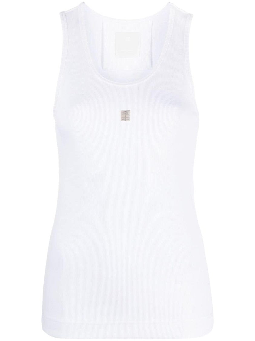 Givenchy White Ribbed Stretch Tank Top