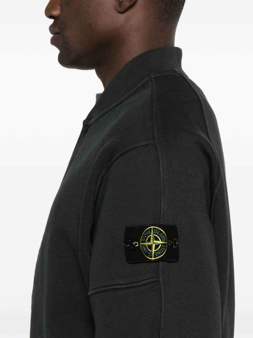 Stone Island Fitted Black Cotton Sweatshirt With Modern Detailing