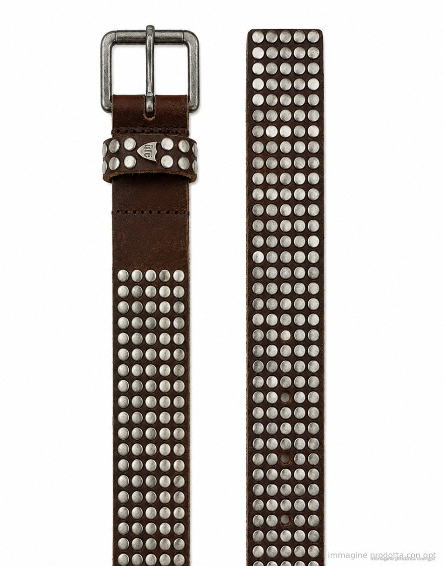 Htc Los Angeles Brown Studded Leather Belt