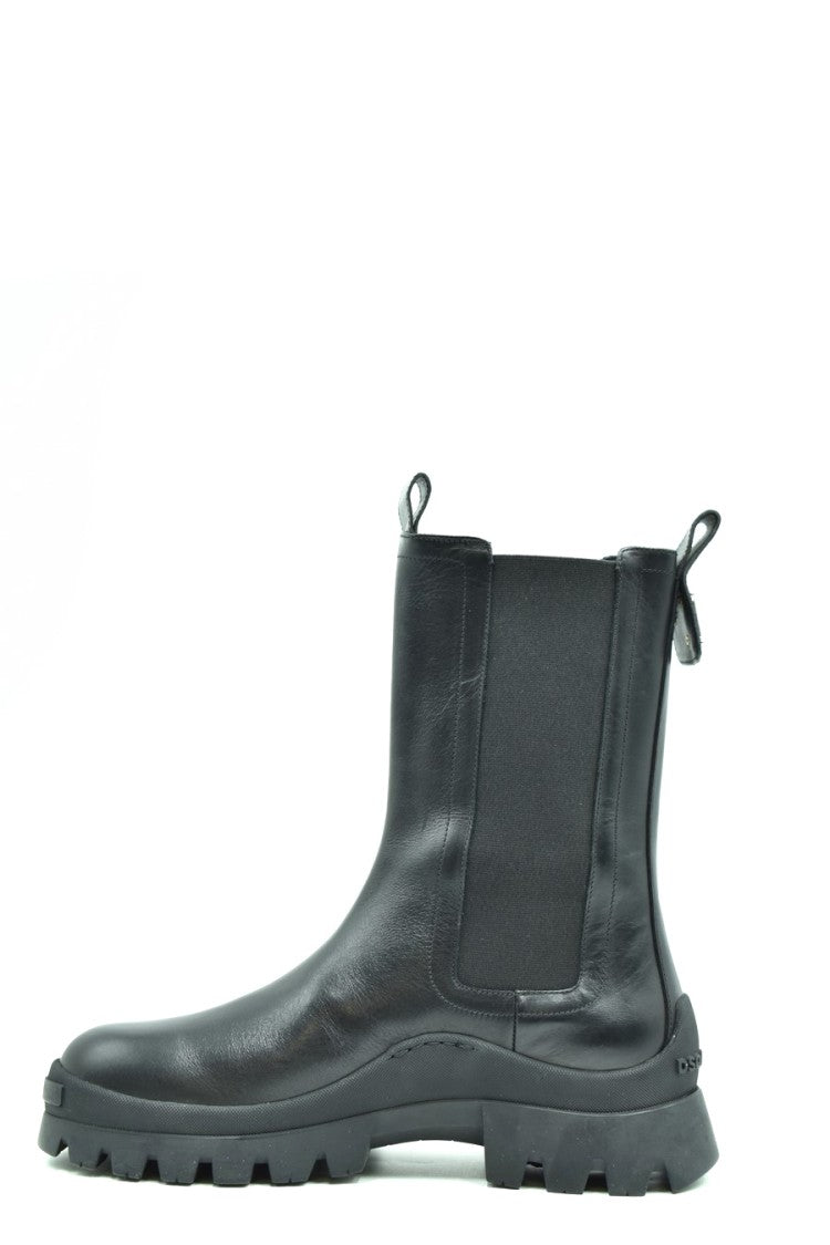 Dsquared2 Black Leather Ankle Boots