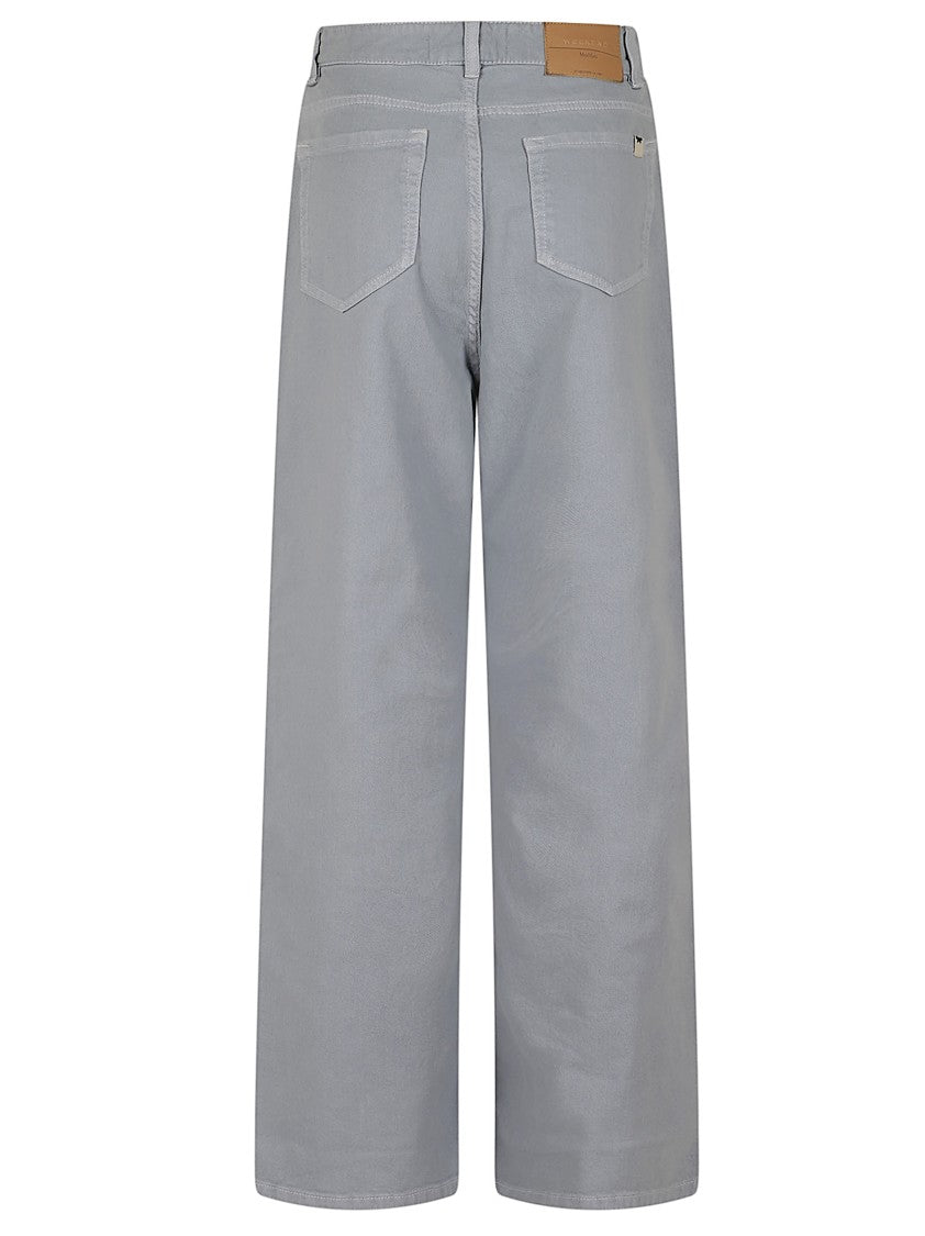 Max Mara Wide-Leg Grey Stretch Cotton Drill Pants
