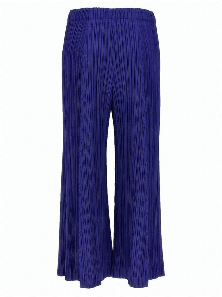 Pleats Please Pleated Wide-Leg Cropped Pants With Elastic Waistband